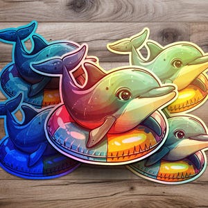 Cute Dolphin Sticker Pack Holographic Die-cut Stickers Transparent Die-Cut Stickers Sticker Sheets 8.5x11