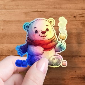 Polar Bear Sticker, Cute Bear Decal, Cartoon Animal Sticker, Marshmallow Polar Bear Sticker, Laptop Decal, Water Bottle Sticker