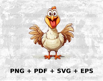 Cartoon chicken 4 Svg Png Eps, Commercial Use, Clipart Vector Graphics for Wall Art, T-shirts, Print on Demand