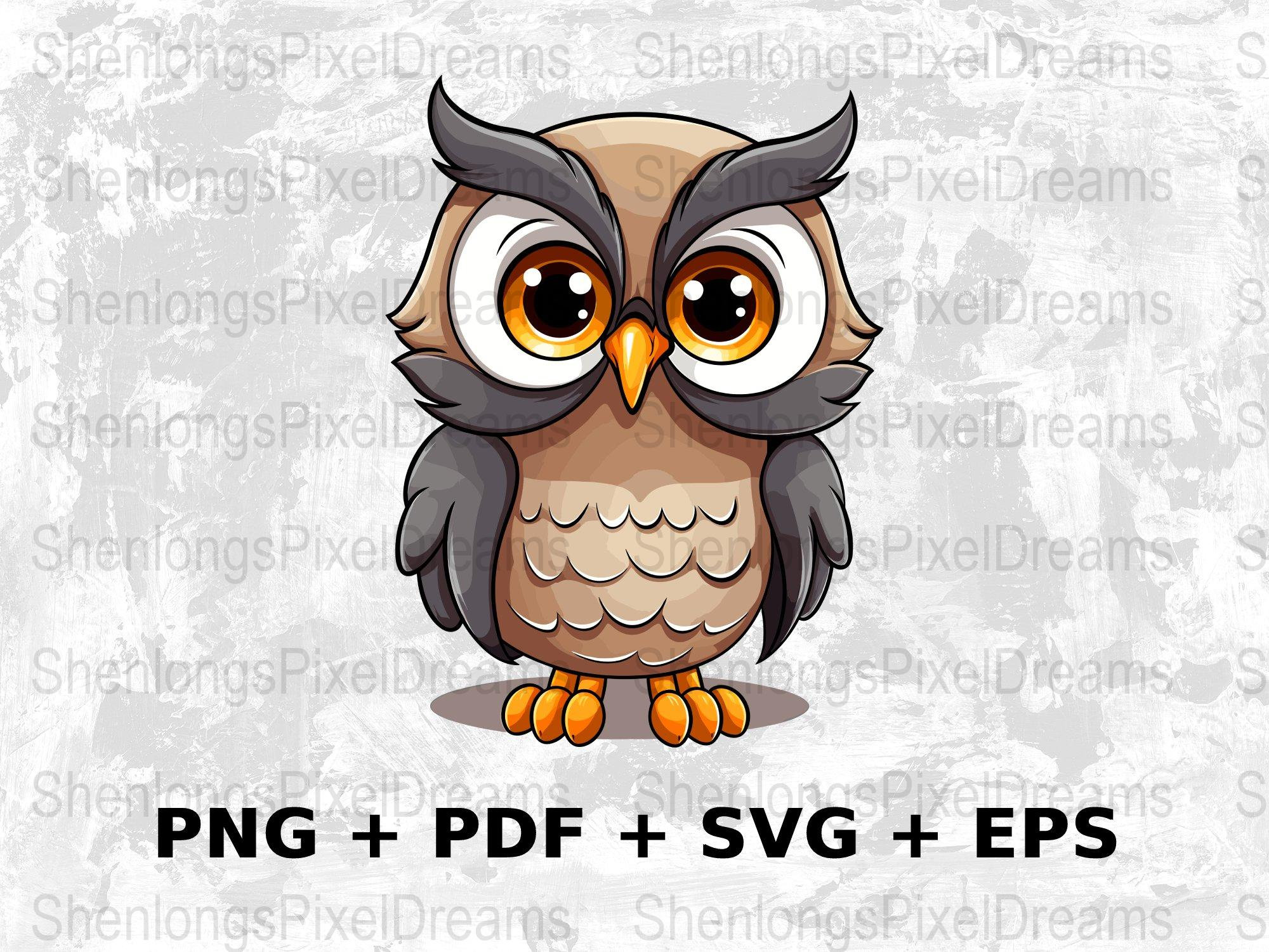 Cartoon owl Svg Png Eps, Commercial Use, Clipart Vector Graphics for Wall Art, T-shirts, Print on De