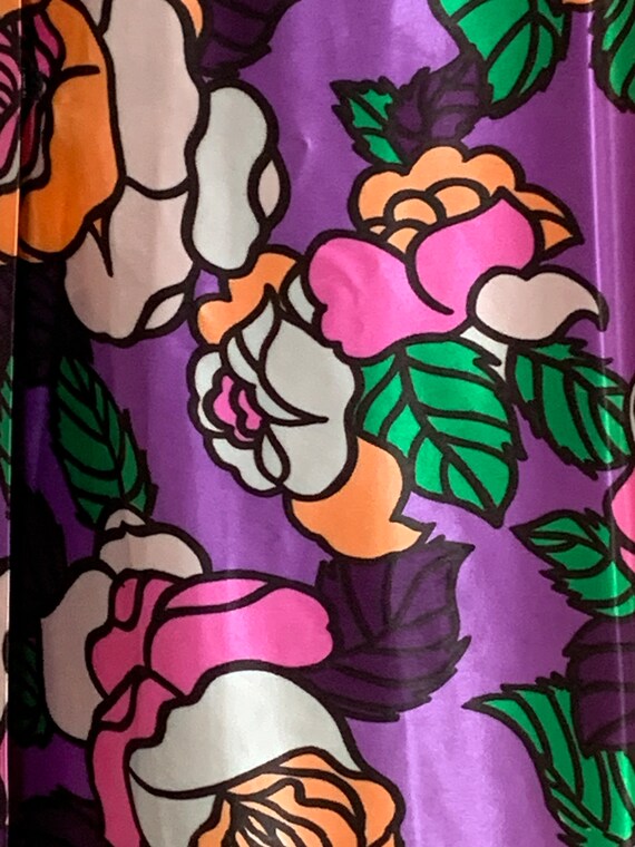 Smashing 1970's Bright  Purple Orange Floral Maxi… - image 6