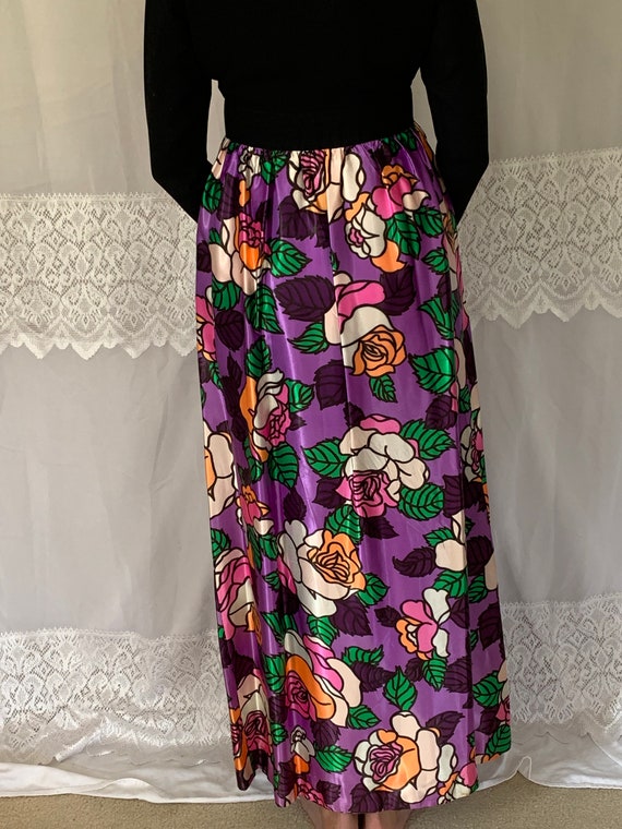 Smashing 1970's Bright  Purple Orange Floral Maxi… - image 5