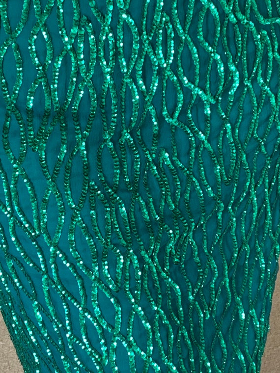 Smashing Emerald Green 1980's Sequin Wiggle Dress… - image 4