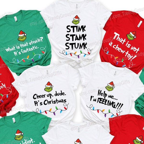 Custom Grinc quote shirts Christmas movie quotes shirts matching family Grinc christmas pajamas family holiday apparel kids siblings pj tee