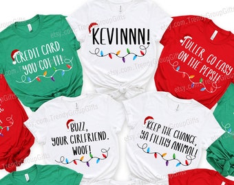 Home alon Christmas shirt movie quotes matching family Christmas shirt personalized gifts mom dad kid pet sibling christmas holiday fashion