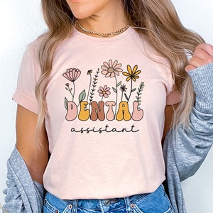 Wildflower dental assistant shirt retro dental hygienist dental assistant appreciation gift dental hygiene dental student graduation gift