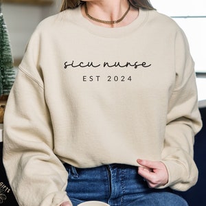 Retro sicu nurse sweatshirt groovy sicu nurse est 2024 sicu nurse appreciation gift surgical icu nurse graduation gift student nursing gift