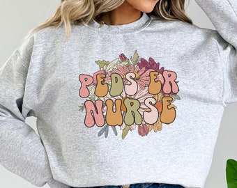 Floral PEDS ER nurse sweatshirt pediatric er nurse crewneck peds ed nurse appreciation gift peds emergency room nurse graduation gift