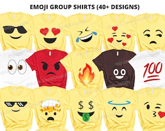 Emoji shirts group holiday costumes unique for teacher kids adult holiday shirt youth cheer tshirts softball team soccer game holiday