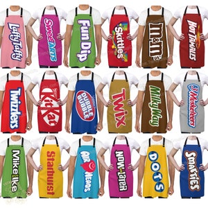 Candy group halloween costume group halloween apron adult candy bar apron teacher halloween couple costume bff friends work halloween shirt
