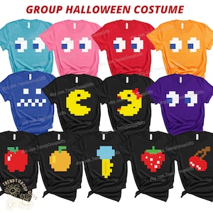 Video Game Group halloween costume pac halloween shirt youth cheer shirt bff halloween couple teacher halloween group of 5 8 10 family tees