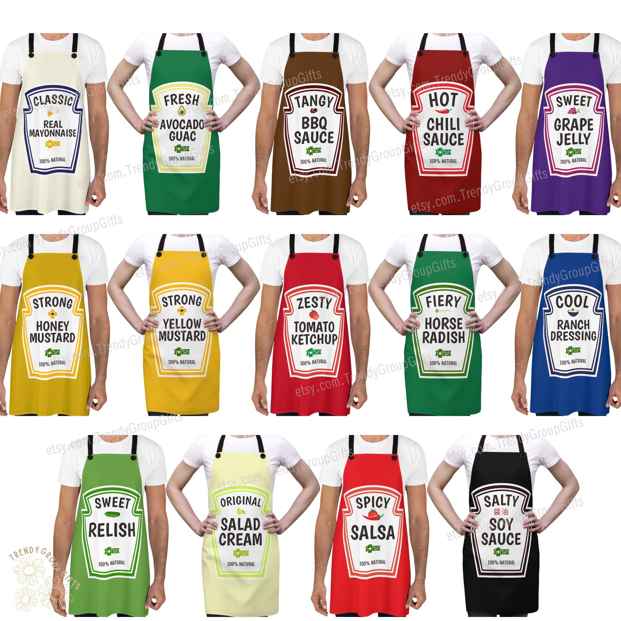 Condiment apron group holiday costume for teacher office holiday Condiment girls costume adult women food seasoning apron large group