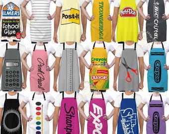 Teacher holiday costumes Group school supplies group holiday teacher apron diy work holiday costume crayon glue paper eraser playdoh