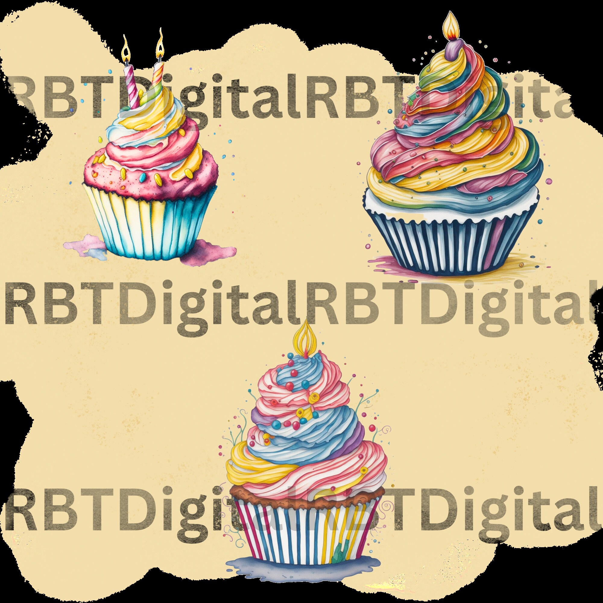 Cupcake Clipart Instant Download Printable Cupcake Design Bakery Theme ...