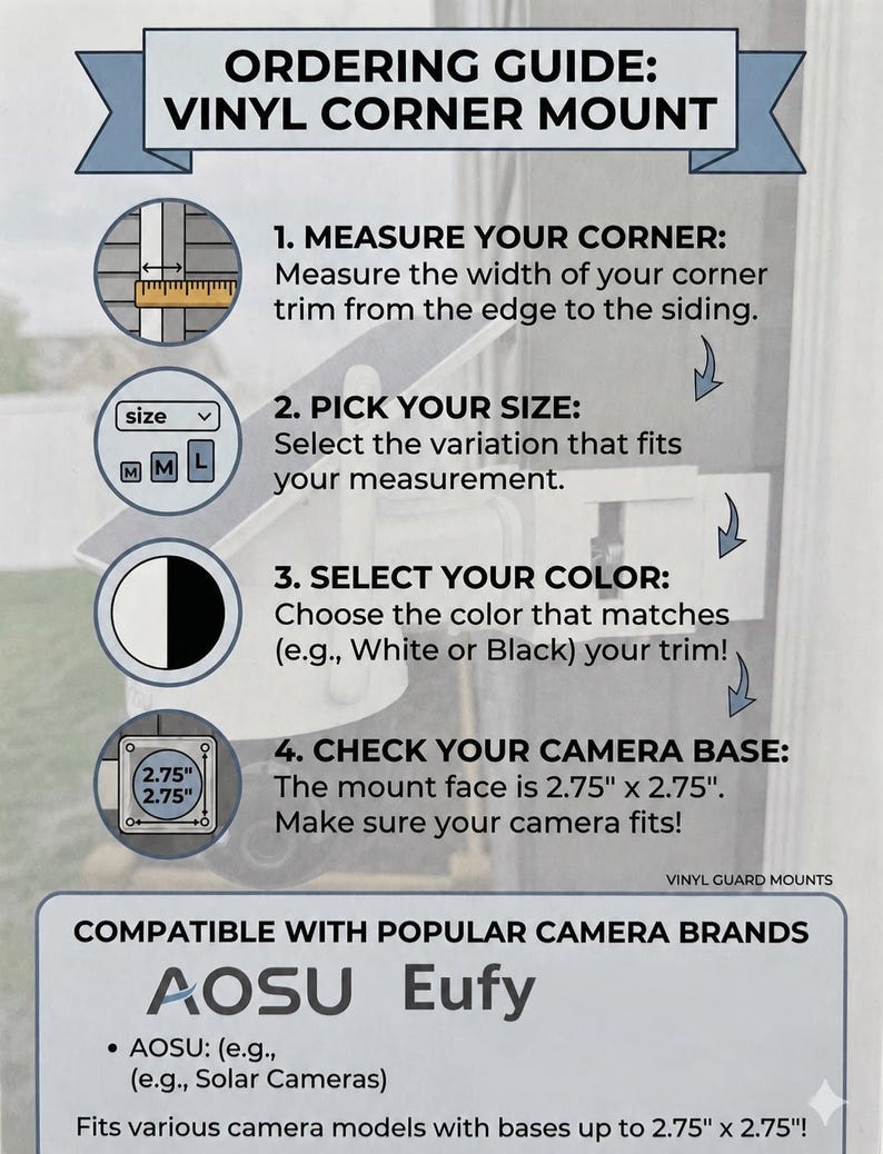 Universal Vinyl Siding Camera Mount – No Drill Corner Mount for Ring, Blink, Wyze, AOSU Outdoor Security Cameras (1 Pack) bild 2