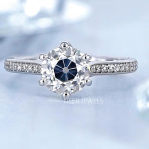 1.65 CT Round  Solitaire Moissanite Engagement Ring,14K White Gold Wedding Ring for her,Anniversary Gift,Promise Ring,Gift for her