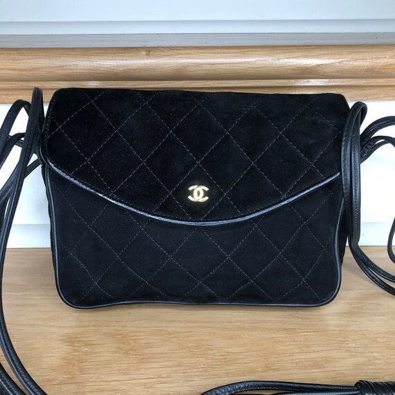 Chanel Black Quilted Suede Cross Body Bag - image 7