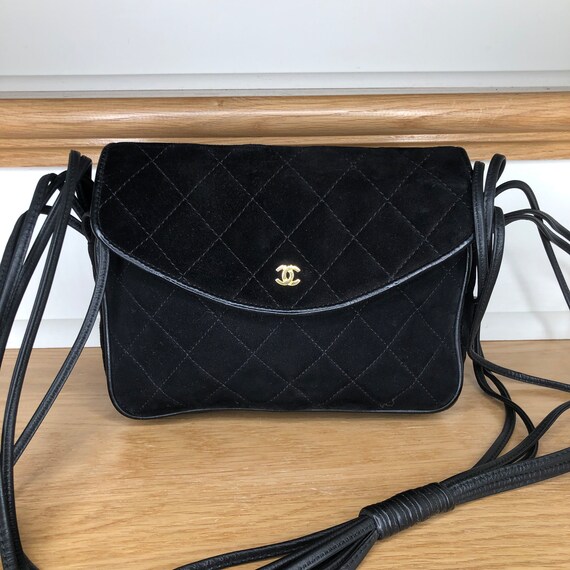 Chanel Black Quilted Suede Cross Body Bag - image 2