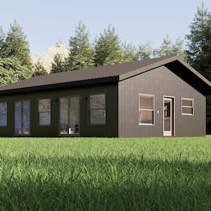 Planimetria della casa, piccola casa, 2 camere da letto e 1 bagno, layout della casa ADU 25x35, planimetria di 875 piedi quadrati, fattoria, piccolo barndominium, PERSONALIZZAZIONE