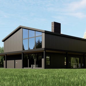 Barndominium, plattegrond, 5 slaapkamers en 4 badkamers, veranda rondom, 2800 vierkante voet, blauwdruk van 40 x 70 inch, boerderijontwerp Americas House, WE CUSTOMIZE