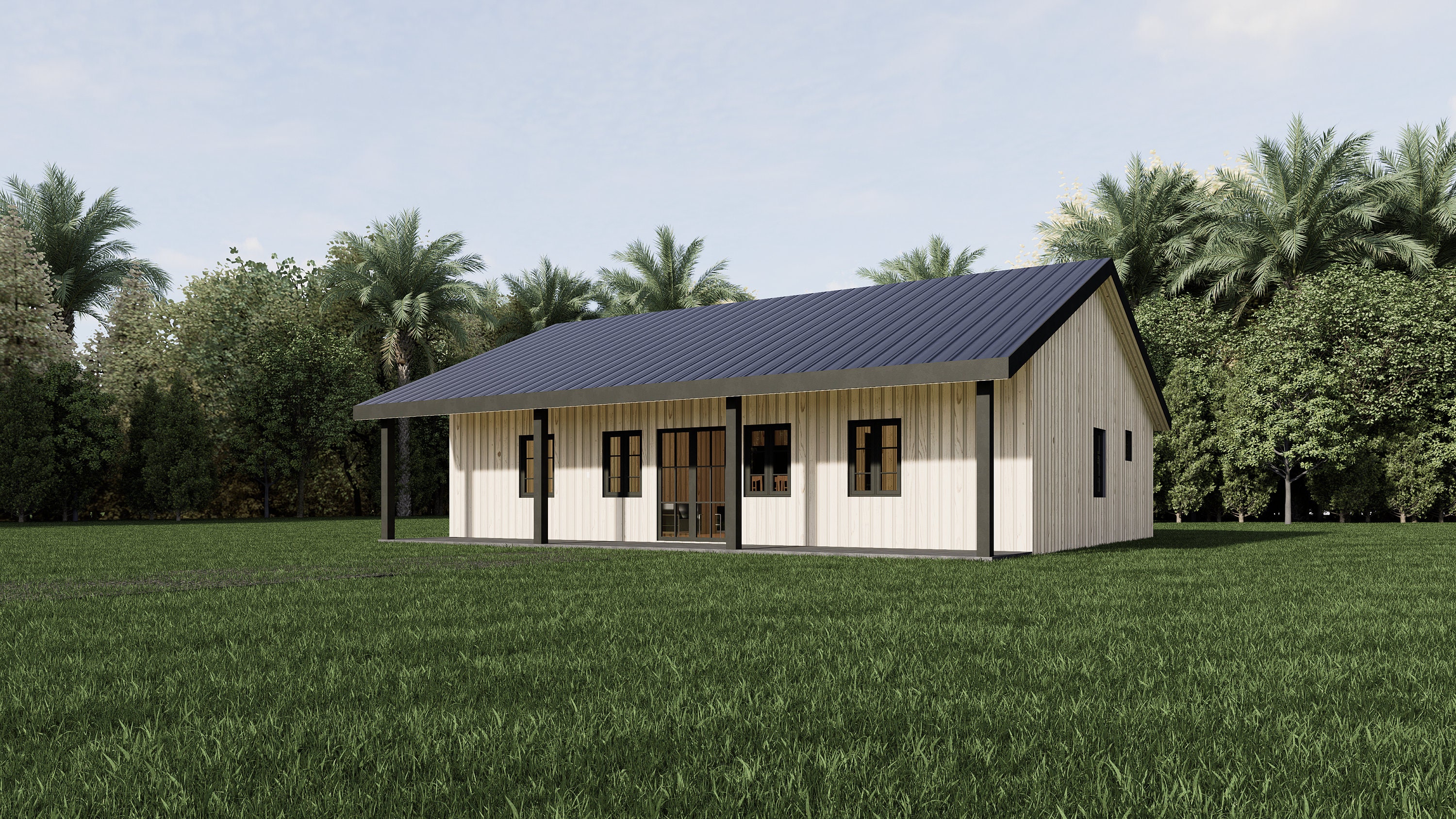 House Plan, 3 Bedroom 2 Bath With Porch, 40'x30' Floor Plan, 1200 Sq Ft.  Barndominium, Modern Tiny House, - WE CUSTOMIZE - Etsy, image size:3000x1688