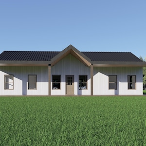 Barndominium House Plan | 3 Bed 2 Bath | 1,600 sq ft | 32x50 Floor Plan with Porch | Modern Farmhouse ranch Style | We Customize