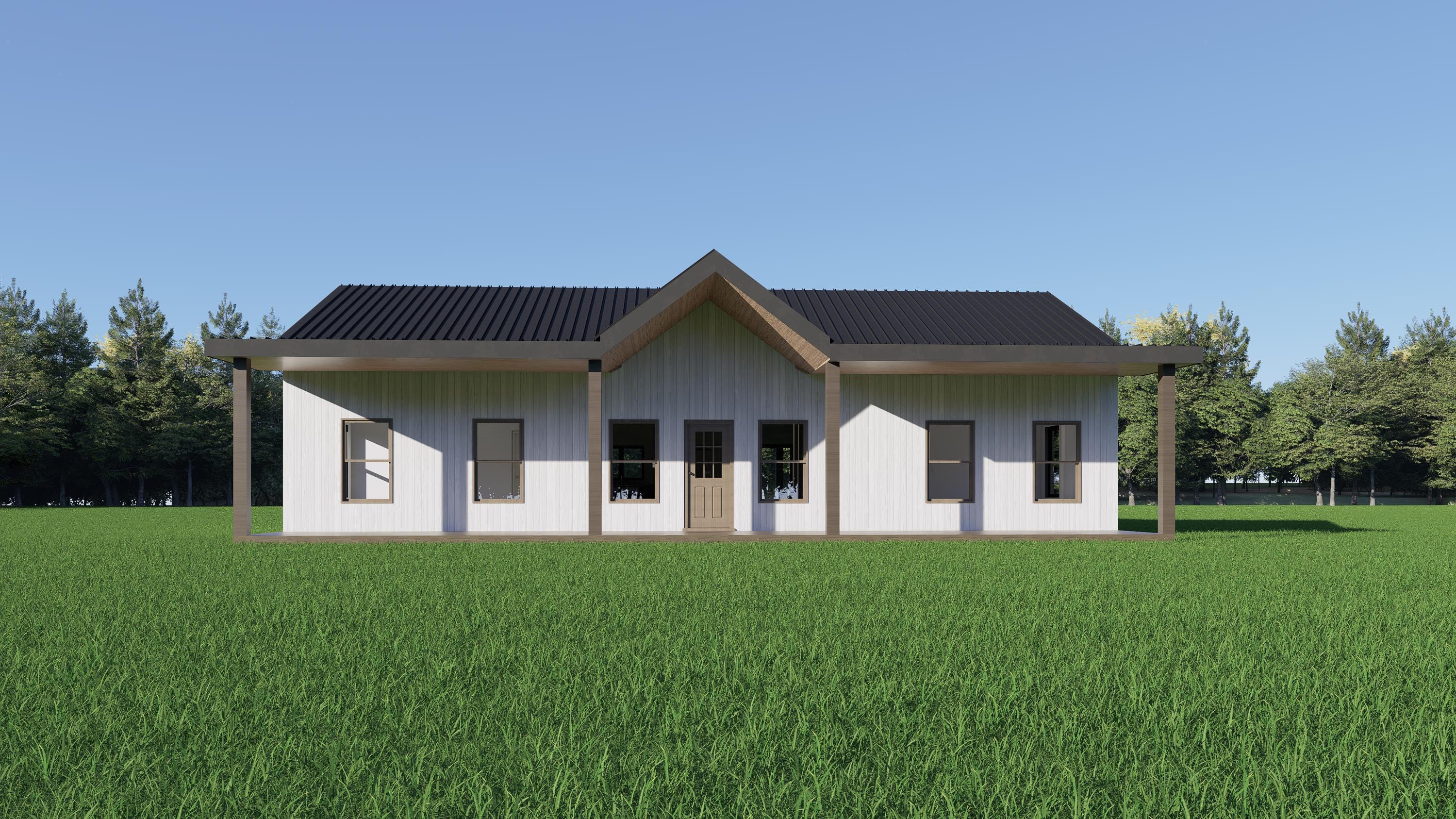 Barndominium House Plan | 3 Bed 2 Bath | 1,600 Sq Ft | 32x50 Floor Plan  With Porch | Modern Farmhouse Ranch Style | We Customize - Etsy, image size:3000x1687