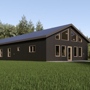 Plattegrond huis, 3 slaapkamers en 2 badkamers met garage voor 2 auto's, plattegrond Barndominium, 30'x50' woonoppervlak, huisblauwdruk, 1500 vierkante voet.- WIJ PASSEN OP