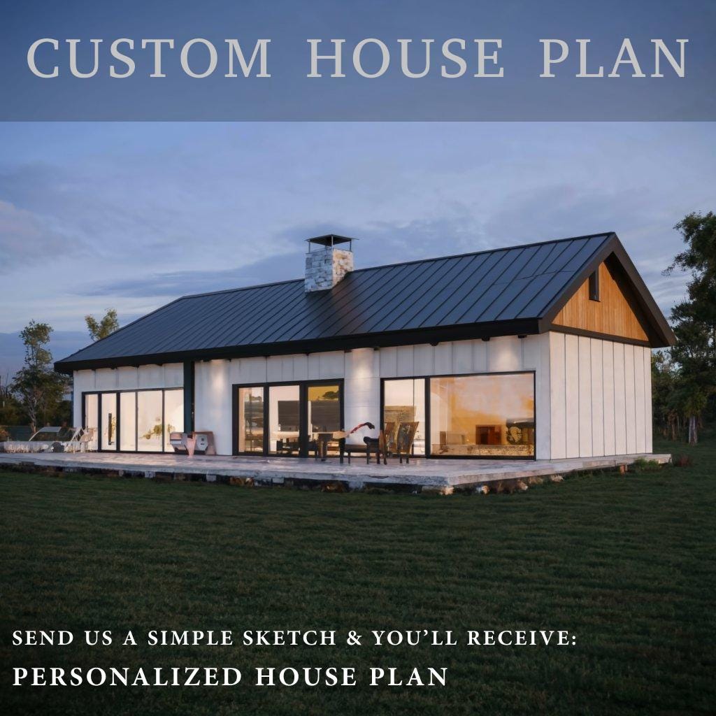 Plano de casa personalizada de Barndominium, plano de casa moderna personalizada, casa de campo, distribución de casa, casa pequeña, plano de casa pequeña, plano de construcción
