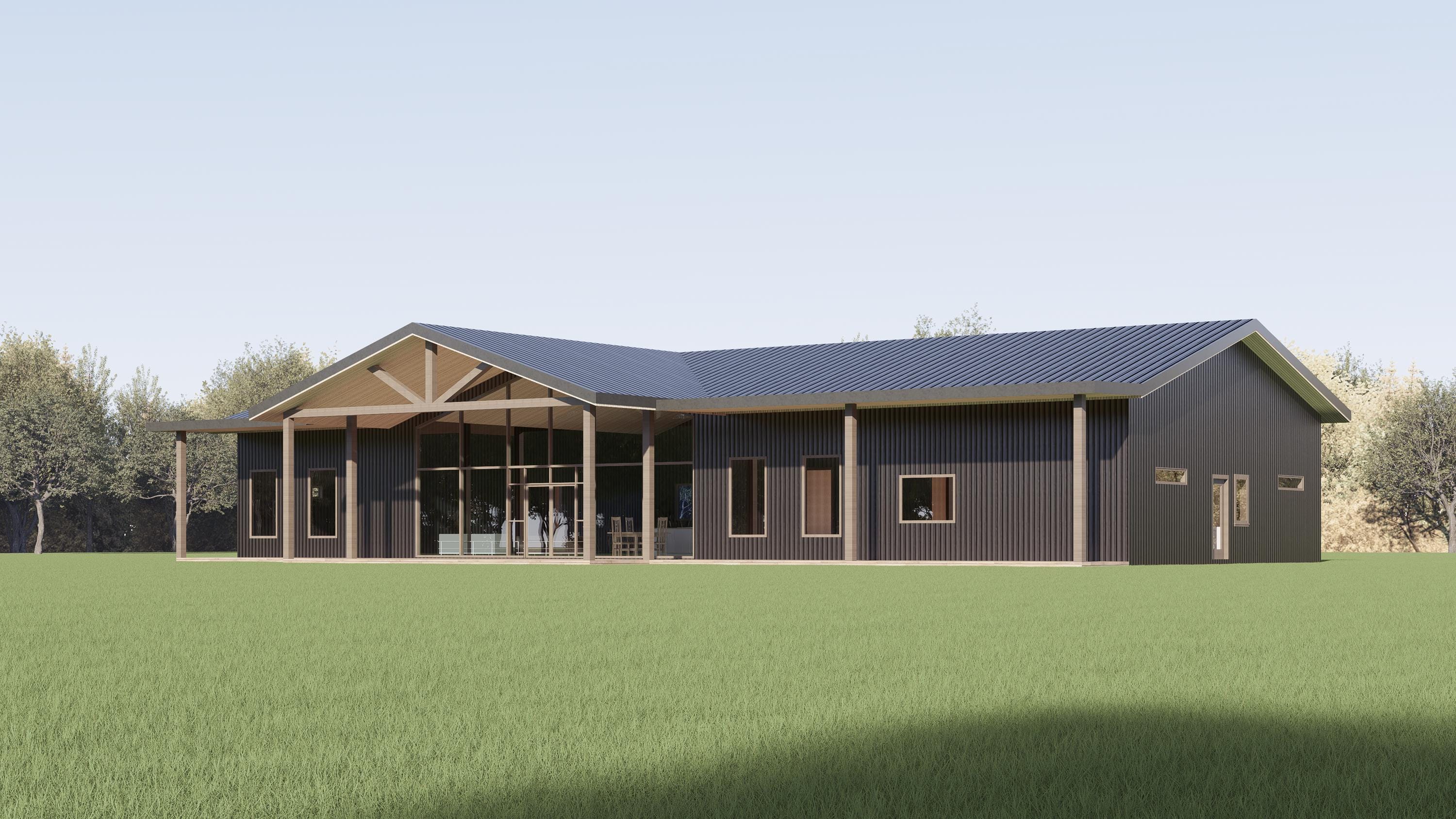 Barndominium House Plan, 4 Bed 4 Bath, 4000 Sq Ft Ranch Blueprint (PDF ...