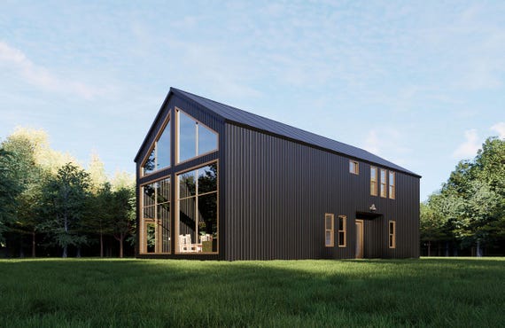 Barndominium, House Plan, 3 Bedroom 4 Bath Floor Plan, 1500 sq ft, 30'x50' Layout, Modern Cabin Farmhouse Blueprint, WE CUSTOMIZE