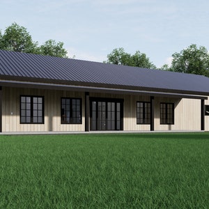 Plattegrond huis, 3 slaapkamers en 2 badkamers met garage voor 2 wagens, plattegrond 50'x36', 1800 vierkante voet. blauwdruk barndominium, modern klein huis, - WE CUSTOMIZE