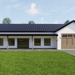 Plattegrond huis, plattegrond Barndominium, 3 slaapkamers en 2 badkamers met garage, plattegrond 43'x70', huis van 3000 vierkante voet, plattegronden boerderij, - WE CUSTOMIZE