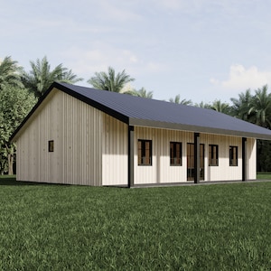 3 Schlafzimmer 2 Bad Haus Plan | 1200 Quadratfuß Barndomium | 40&#39;x30&#39; Layout | Anpassbares Design