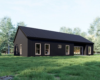 Barndomium, Haus Plan 3 Schlafzimmer 2 Bad Grundriss, moderner Entwurf, 30'x60', 1800 Quadratfuß Tiny Home, - WIR KUNDEN AN