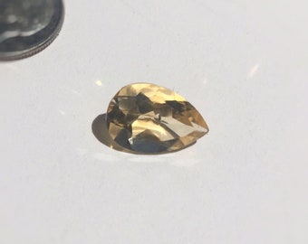 Citrine, Faceted Citrine Pear, 17mm X 7mm, 11.4Ct Genuine Natural Citrine Yellow