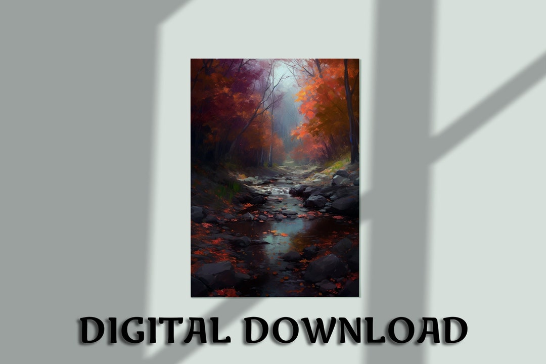 River Path Through Fantasy Forest | Colorful Trees With River (digital ...