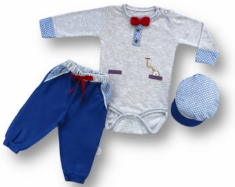 Baby Boy 3 Pieces Bodysuit Set 6-9M | 9-12M | 12-18M Baby boy outfit Baby Outfit baby clothing Stylish Baby cute outfit 100% Cotton