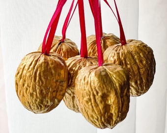 Golden Walnut Ornaments, Gilded Walnut Ornaments, Yule Decorations, Victorian Christmas, Old World Christmas Decorations, Scandinavian