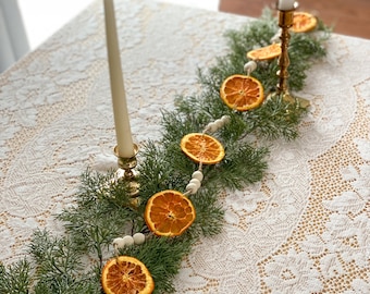 Dried Orange Slice Garland, Jute Twine, Wooden Beads, 6 ft