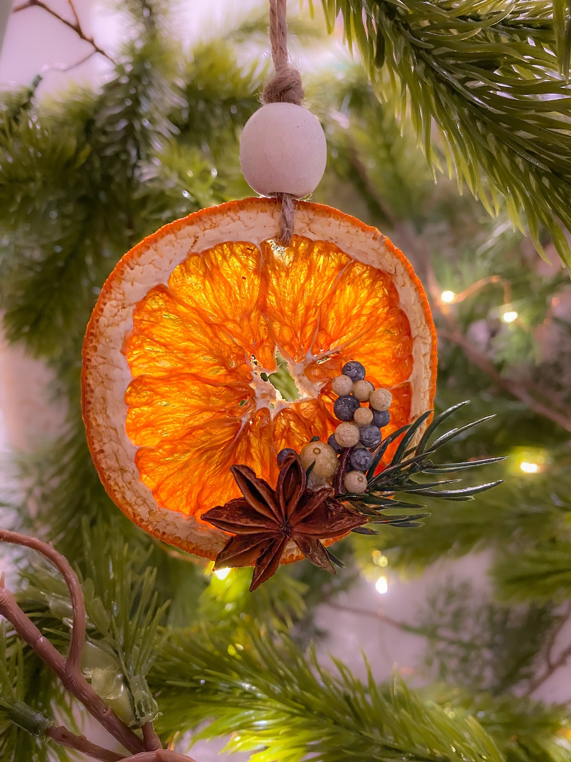 Dried Orange Ornaments With Blue Berries, Yule Decorations, Japandi ...