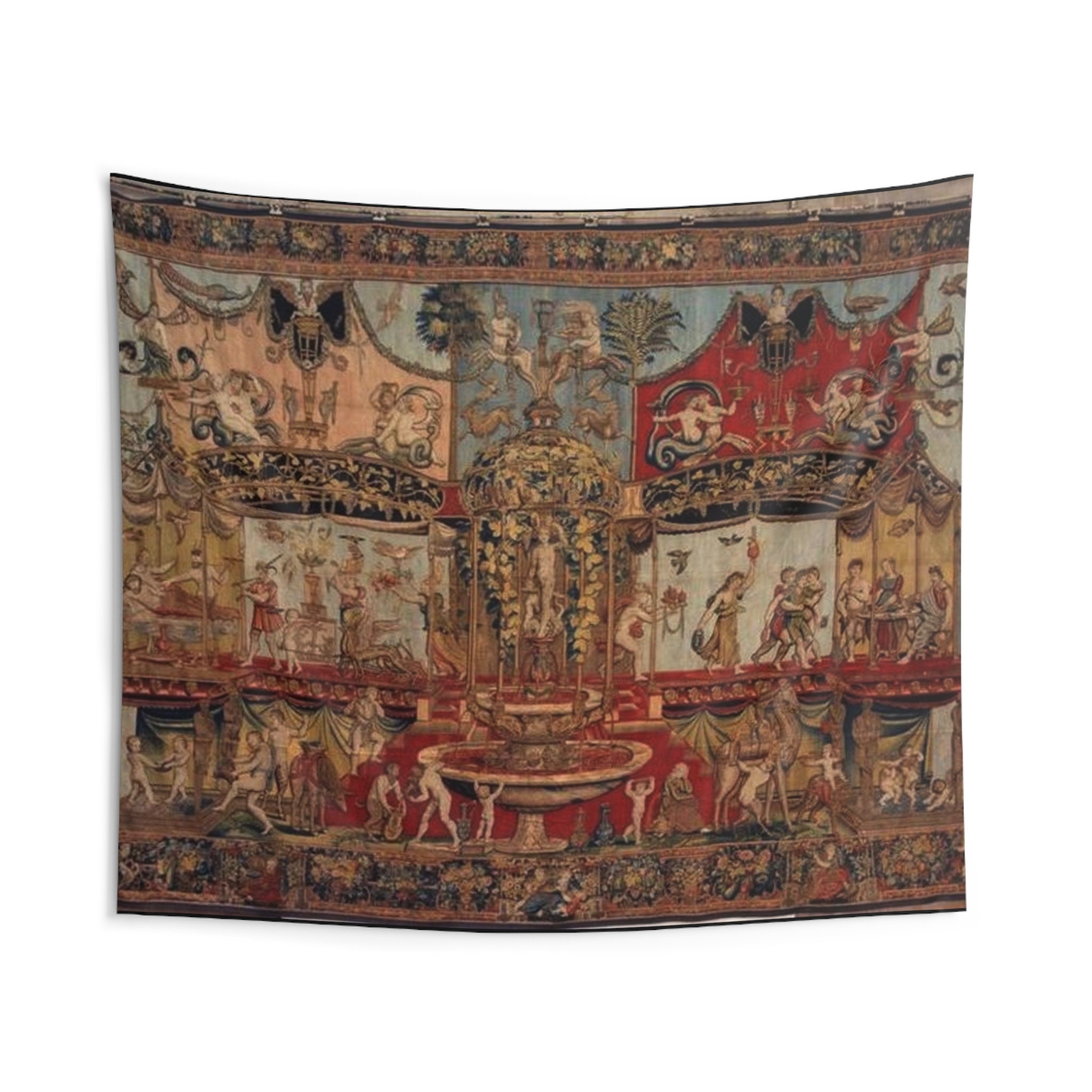 Vintage Tapestry Lace-up Corset Belt, “Forest Scene” pattern