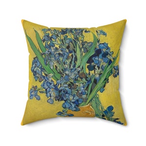 Vincent Van Gogh's Irises Throw Pillow ,All Over Print Spun Polyester Square Pillow,Aesthetic Art Pillow ,Cute Trendy Pillow
