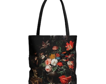 Vintage Black Floral Tote Bag (AOP)
