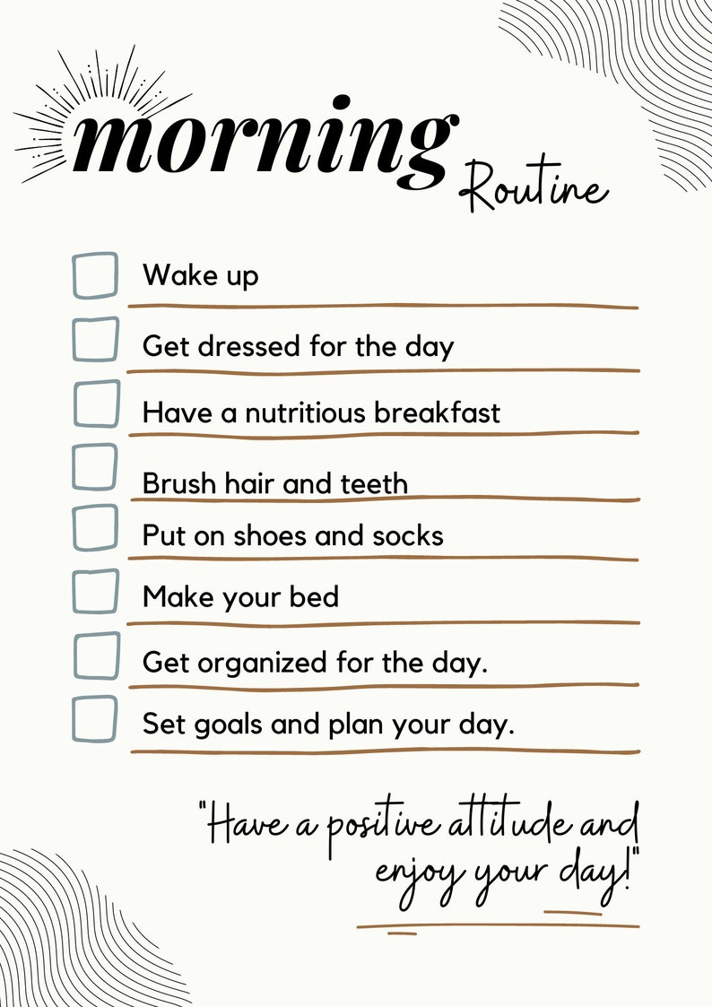 Morning Routine Sheet for Tween or Teenage Girl - Etsy Australia