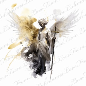 Goddelijke engel aquarel kunst - hemelse engelachtige illustratie - beschermengel SVG/PNG - spirituele heilige kunst - hemelse engelachtige schoonheid