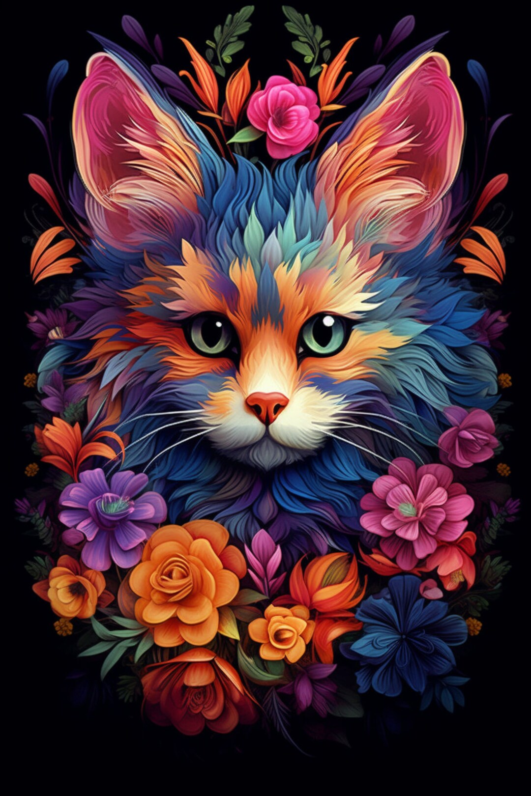 Feline Beauty in Bloom Digital File to Print Etsy