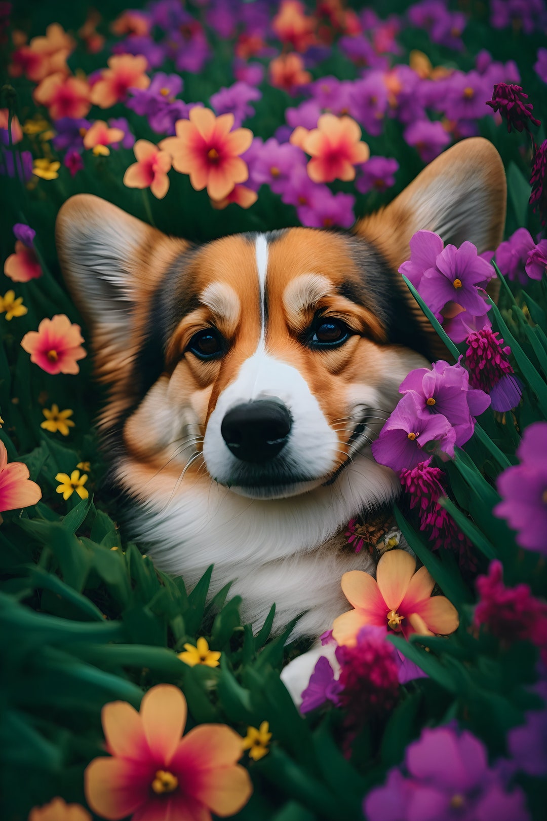 Flowering Corgi Digital File to Print - Etsy