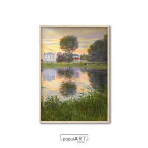 Country Oil Painting, Vintage Stream Landscape Print, Rustic Farmhouse, Summer Painting, Warm Vintage Print, Fine Art Print, GIFT IDEA
