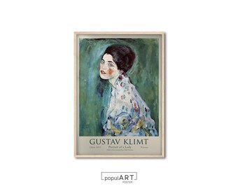 Gustav Klimt, Damenporträt, Klassische Malerei, Klimt Reproduktion, Klassische Wandkunst, Berühmte Künstlerkunst, Geschenk für Sie